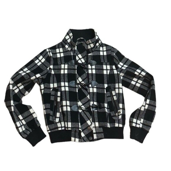 YMI black white check plaid pattern jacket coat full zipper short cool street - Picture 6 of 16